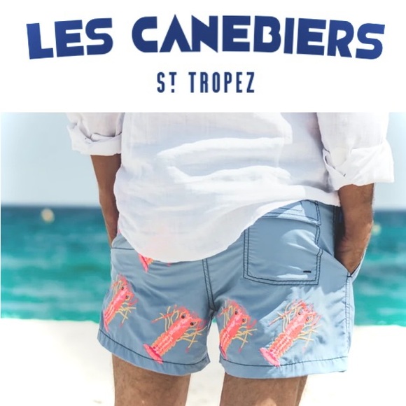 LES CANEBIERS | XS/S | All Over Lobster Light Blue Menβs Swimtrunks Boardshorts - Picture 2 of 16